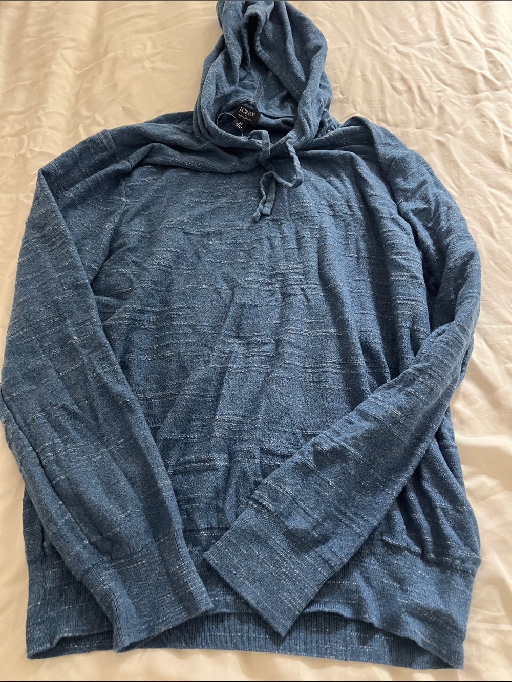 J. Crew Men's Heathered Navy Blue Hooded Sweater